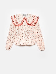 Mint Velvet Cream Strawberry Print 100% Cotton Blouse - Image 6 of 8
