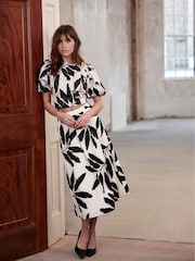 Mint Velvet Cream Palm Print Midi Skirt - Image 1 of 8