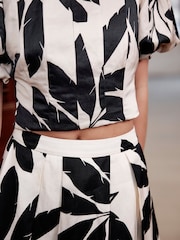 Mint Velvet Cream Palm Print Midi Skirt - Image 4 of 8