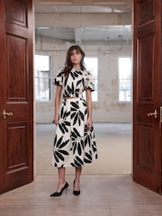 Mint Velvet Cream Palm Print Midi Skirt - Image 5 of 8