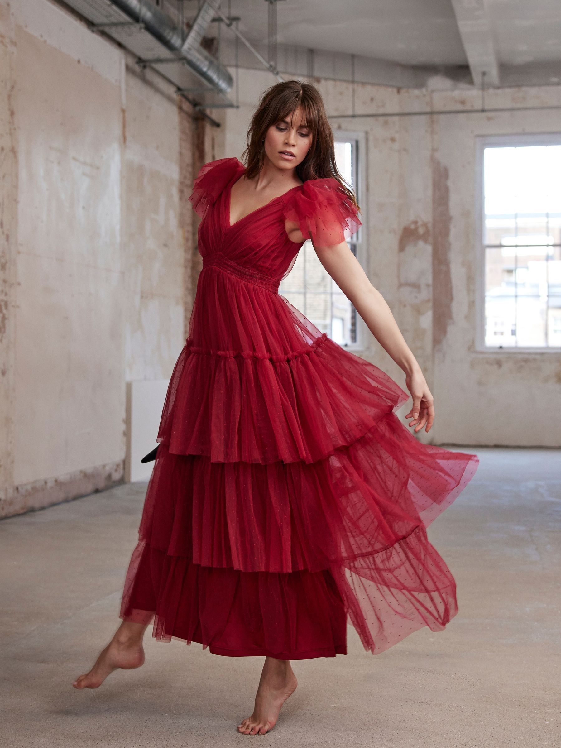 Buy Mint Velvet Red Tulle Ruffle Maxi Dress from Next USA