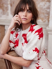 Mint Velvet Red Floral Print Midi Dress - Image 5 of 7