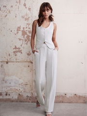 Mint Velvet Grey Tapered Tailored Trousers - Image 1 of 8