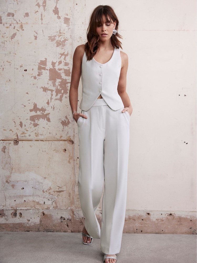 Mint Velvet Grey Tapered Tailored Trousers - Image 1 of 8