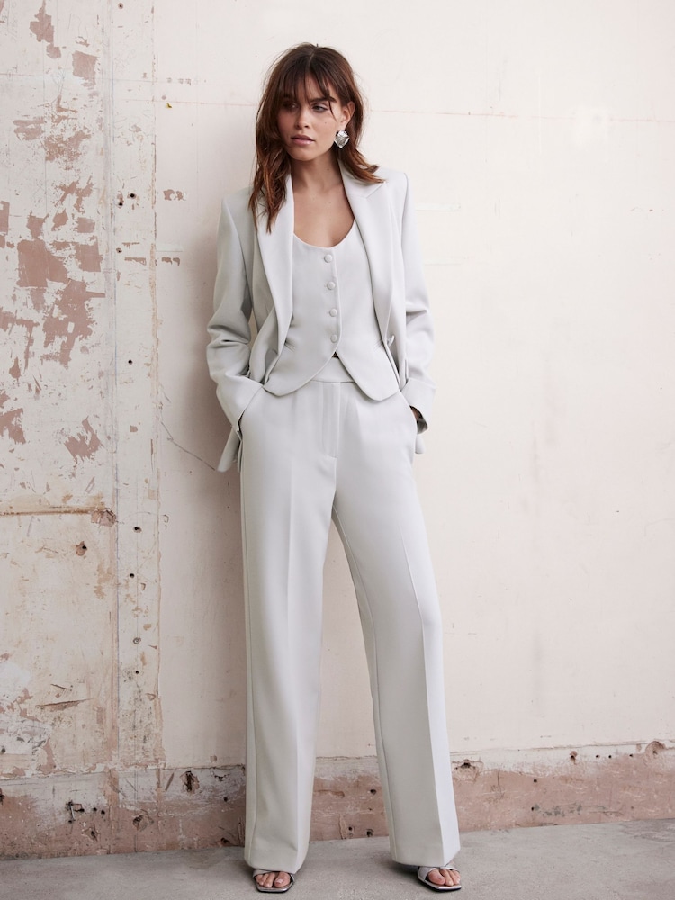 Mint Velvet Grey Tapered Tailored Trousers - Image 2 of 8