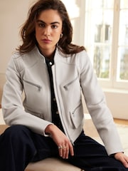 Mint Velvet Cream Leather Jacket - Image 2 of 7