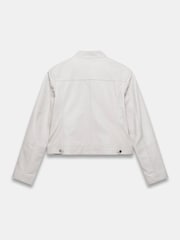 Mint Velvet Cream Leather Jacket - Image 7 of 7