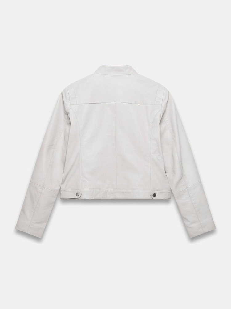 Mint Velvet Cream Leather Jacket - Image 7 of 7