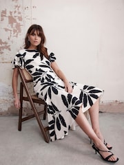 Mint Velvet Cream Palm Print Midi Dress - Image 2 of 8