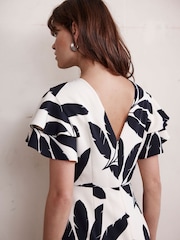 Mint Velvet Cream Palm Print Midi Dress - Image 5 of 8