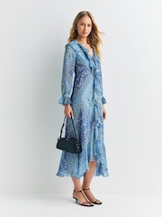Rixo Blue Gracye Dress Boho Scarf - Image 2 of 4