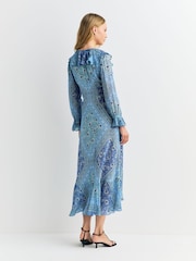 Rixo Blue Gracye Dress Boho Scarf - Image 3 of 4