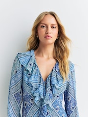 Rixo Blue Gracye Dress Boho Scarf - Image 4 of 4