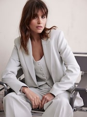 Mint Velvet Grey Tuxedo Blazer - Image 1 of 8