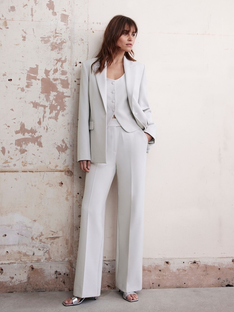 Mint Velvet Grey Tuxedo Blazer - Image 2 of 8