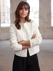 Mint Velvet White Lace Knit Jacket - Image 5 of 8