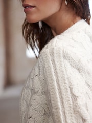 Mint Velvet White Lace Knit Jacket - Image 6 of 8