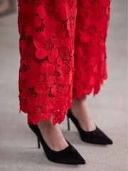 Mint Velvet Red Lace Cropped Trousers - Image 4 of 8