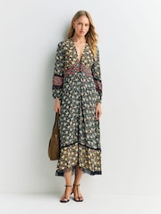 Rixo Black Eva Floral Print Mix Raven Dress - Image 1 of 4