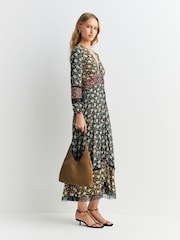 Rixo Black Eva Floral Print Mix Raven Dress - Image 3 of 4