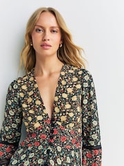 Rixo Black Eva Floral Print Mix Raven Dress - Image 4 of 4