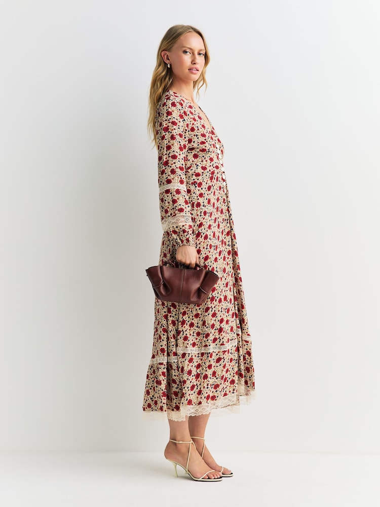 Rixo Cream Eva Floral Print Mix Raven Dress - Image 2 of 4