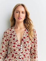 Rixo Cream Eva Floral Print Mix Raven Dress - Image 4 of 4