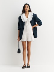 Rixo White Pansy Embroidery Dove Dress - Image 2 of 6