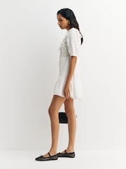 Rixo White Pansy Embroidery Dove Dress - Image 4 of 6