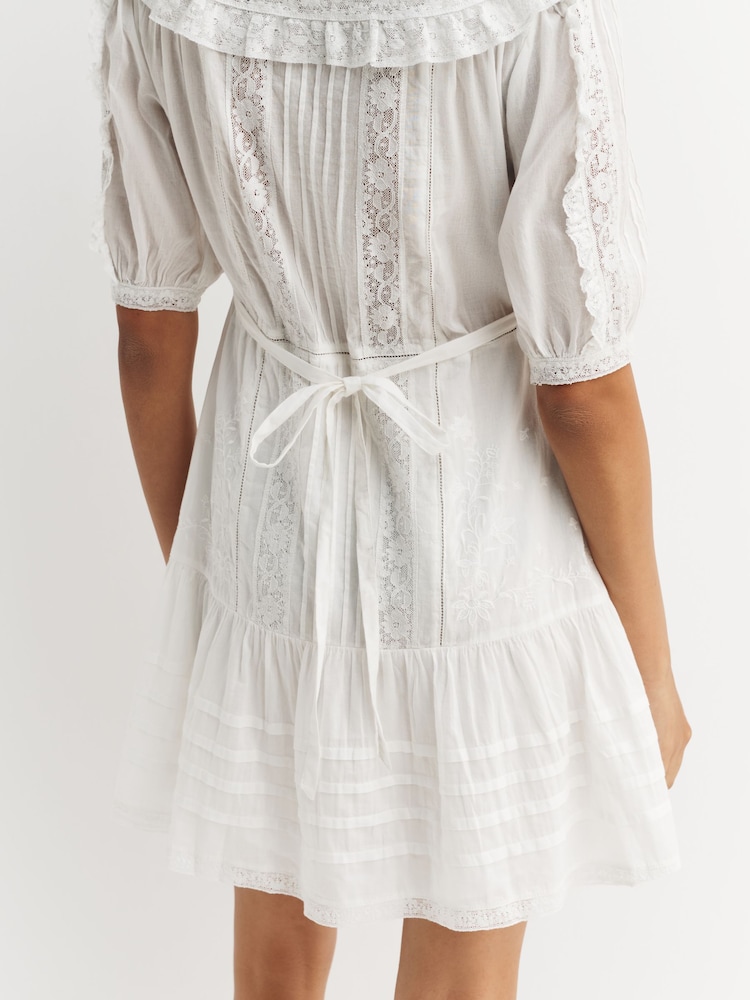 Rixo White Pansy Embroidery Dove Dress - Image 6 of 6