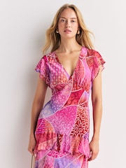Rixo Pink Ibiza Night Sunset Meena Dress - Image 4 of 5