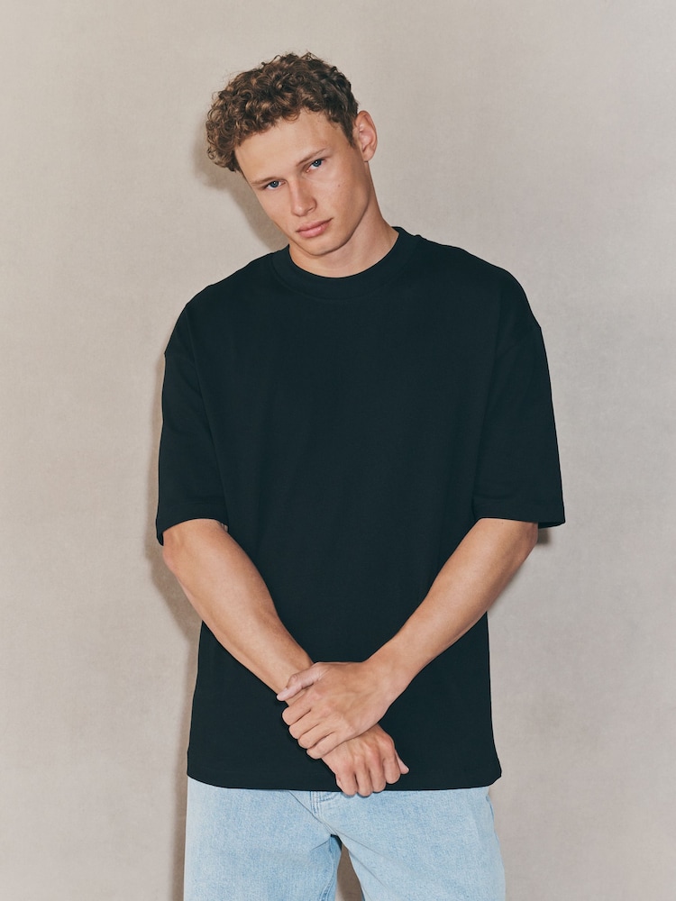 Black Oversized Fit EDIT Heavyweight T-Shirt - Image 2 of 8 Black Oversized Fit EDIT Heavyweight T-Shirt - Image 2 of 8