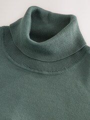 Teal Blue EDIT Knitted Long Sleeve Roll Neck Polo Shirt - Image 3 of 3
