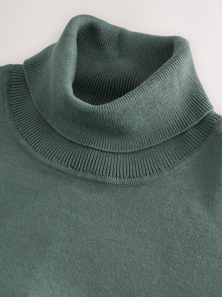 Teal Blue EDIT Knitted Long Sleeve Roll Neck Polo Shirt - Image 3 of 3