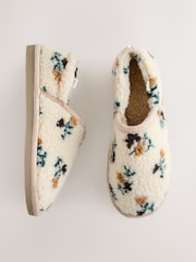 Neutral Floral Borg Shoot Slippers - Image 4 of 8