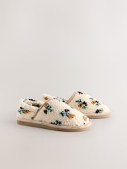 Neutral Floral Borg Shoot Slippers - Image 6 of 8