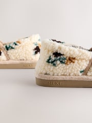 Neutral Floral Borg Shoot Slippers - Image 8 of 8