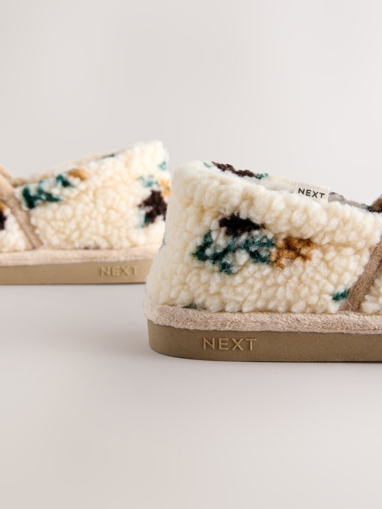Neutral Floral Borg Shoot Slippers - Image 8 of 8