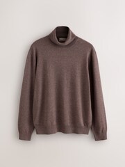 Dark Stone EDIT Knitted Long Sleeve Roll Neck Polo Shirt - Image 1 of 3