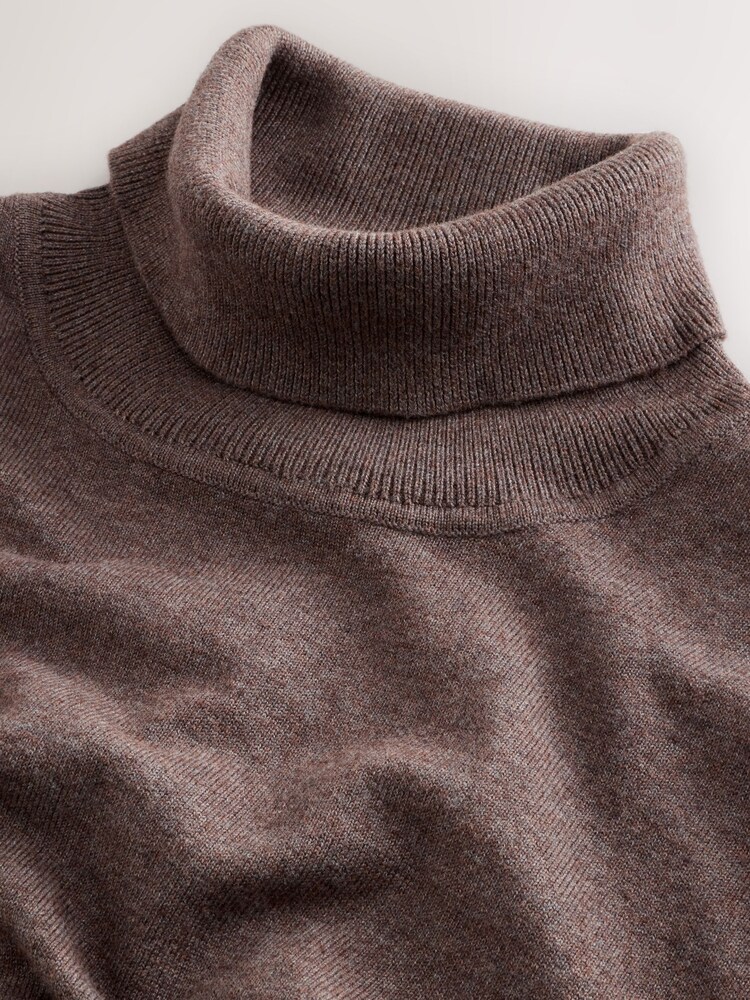Dark Stone EDIT Knitted Long Sleeve Roll Neck Polo Shirt - Image 2 of 3