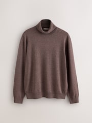Dark Stone EDIT Knitted Long Sleeve Roll Neck Polo Shirt - Image 6 of 8