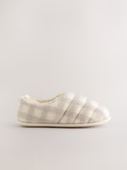 Neutral Check Quilted Faux Fur Shoot Slippers - Image 4 of 8