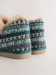 Green Faux Fur Knit Shoot Slippers - Image 6 of 6