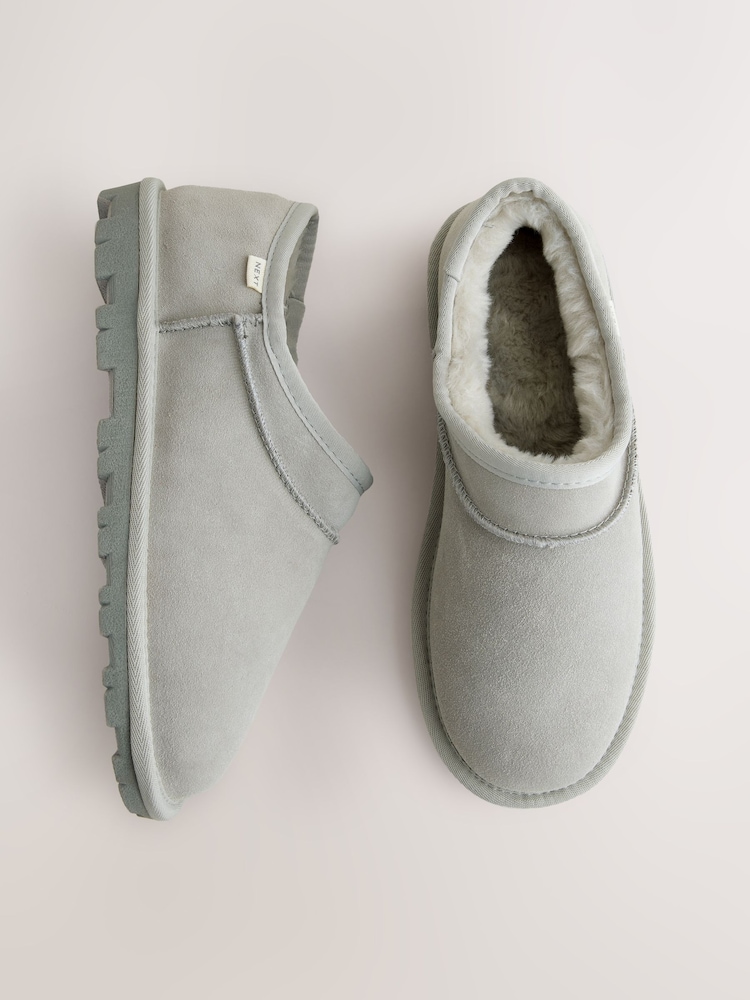 Light Grey Suede Shoot Slippers - Image 1 of 7 Light Grey Suede Shoot Slippers - Image 1 of 7