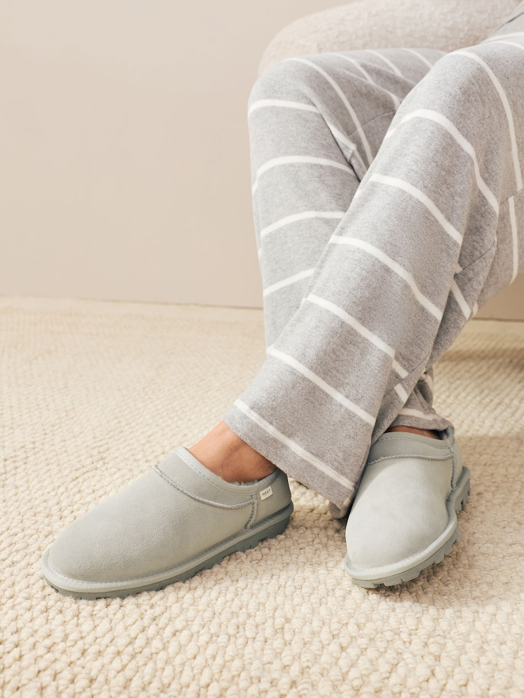Light Grey Suede Shoot Slippers - Image 2 of 7 Light Grey Suede Shoot Slippers - Image 2 of 7