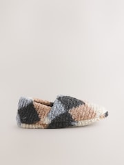 Grey Argyle Borg Shoot Slippers - Image 3 of 8