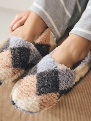 Grey Argyle Borg Shoot Slippers - Image 8 of 8