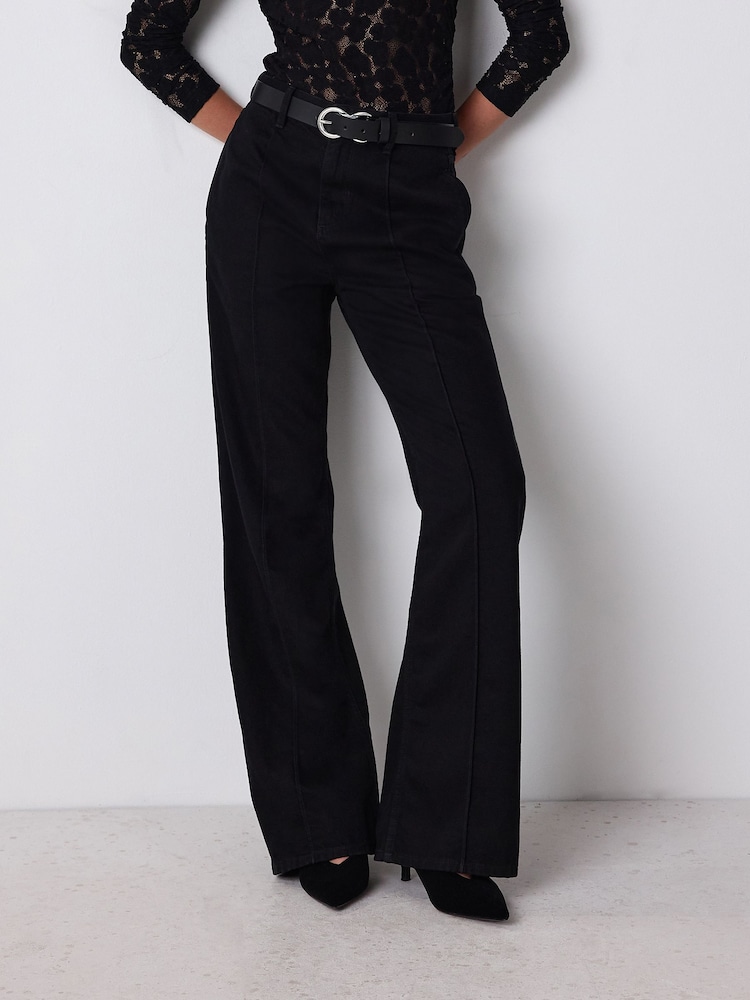 Black Seam Front Straight Leg Jeans - Image 2 of 5 Black Seam Front Straight Leg Jeans - Image 2 of 5