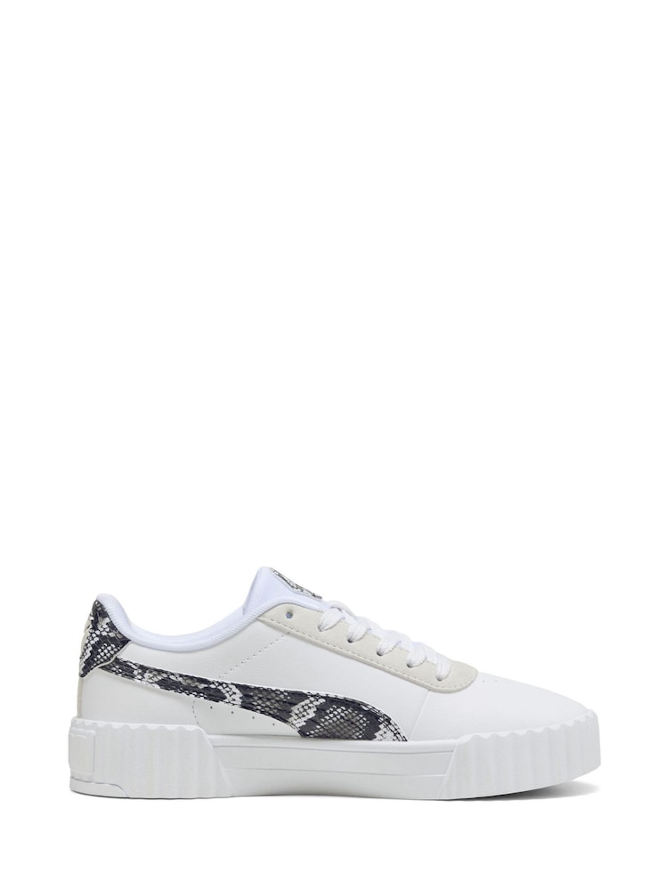 Puma White Womens Carina 3.0 Snake Chic Sneakers - Image 1 of 6