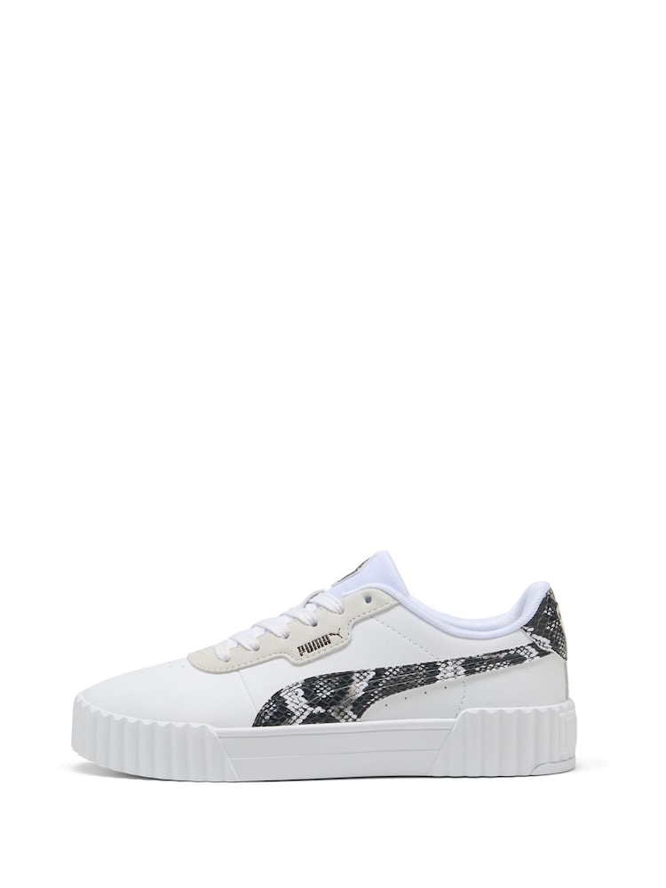 Puma White Womens Carina 3.0 Snake Chic Sneakers - Image 2 of 6